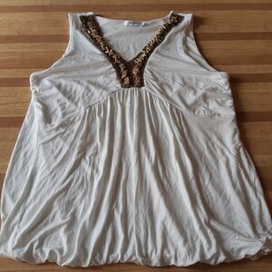 White Beaded Sleeveless Top XL